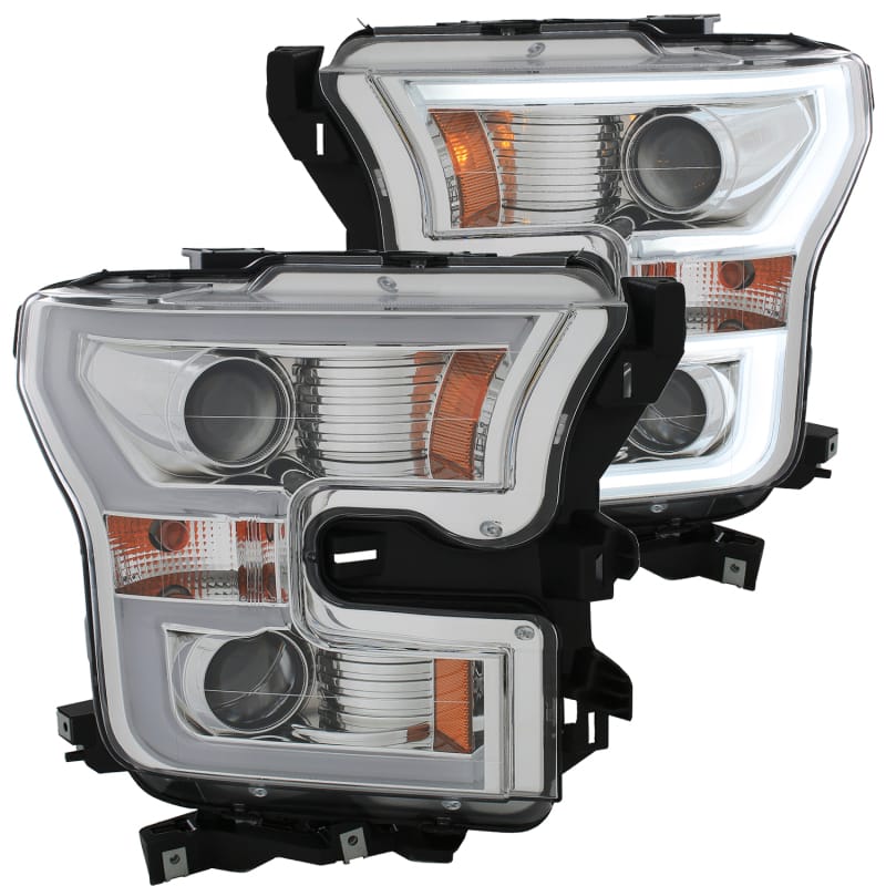 ANZO — ANZO 2015-2016 Ford F-150 Projector Headlights w/ Plank Style Design Chrome w/ Amber
Head Light Set
HdLtSet