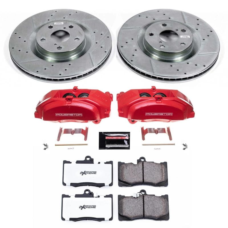 PowerStop — Z26 Street Performance Ceramic Brake Pad, Drilled Slotted Rotor, and Caliper Kit