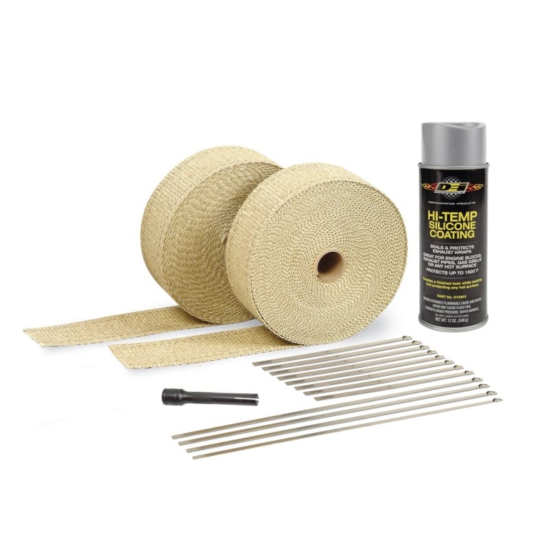 DEI — Exhaust Wrap & HT Spray Kit Glass Fiber Tan 2in x 50ft
Exhaust/Header Wrap