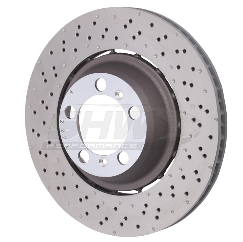 SHW Performance — SHW 18-19 Porsche 911 GT3 4.0L w/o Ceramics Left Rear Drill-Dimp LW Brake Rotor (99135240780)