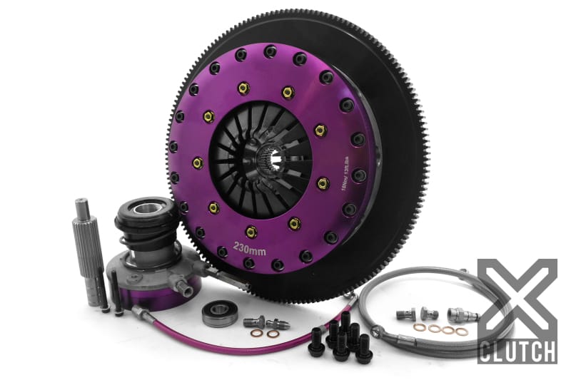 XCLUTCH — Clutch Kit Inc Chromoly Flywheel + HRB; 9" Twin Solid Organic Clutch Discs