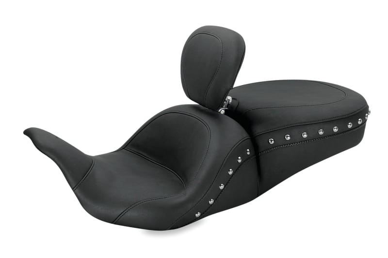 Mustang Motorcycle — Mustang 08-21 Harley Electra Glide, Rd Glide, Rd King, Glide Lowdown 1PC Seat w/DBR Studs - Black