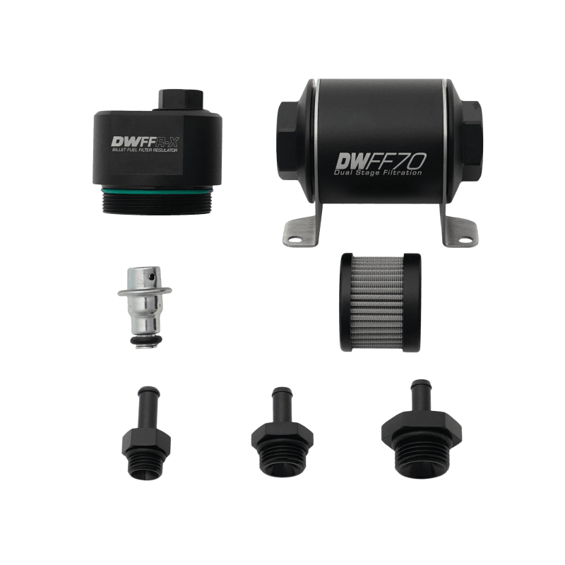 DeatschWerks — 70mm Billet Fuel Filter Regulator 10 Micron with 5/16in Fittings