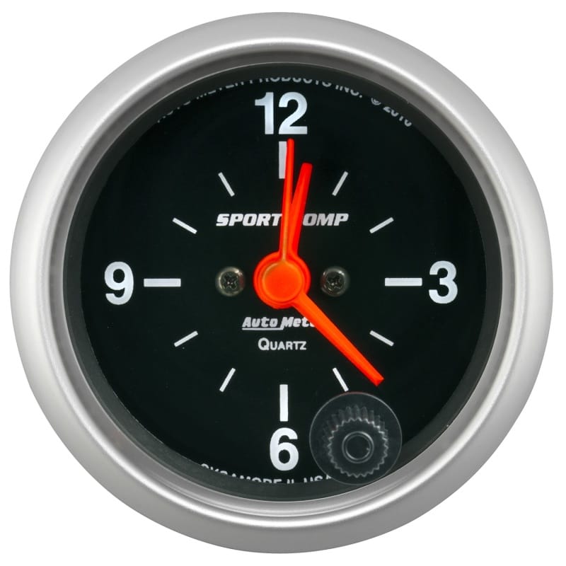 AutoMeter — GAUGE, CLOCK, 2 1/16", 12HR, ANALOG, SPORT-COMP