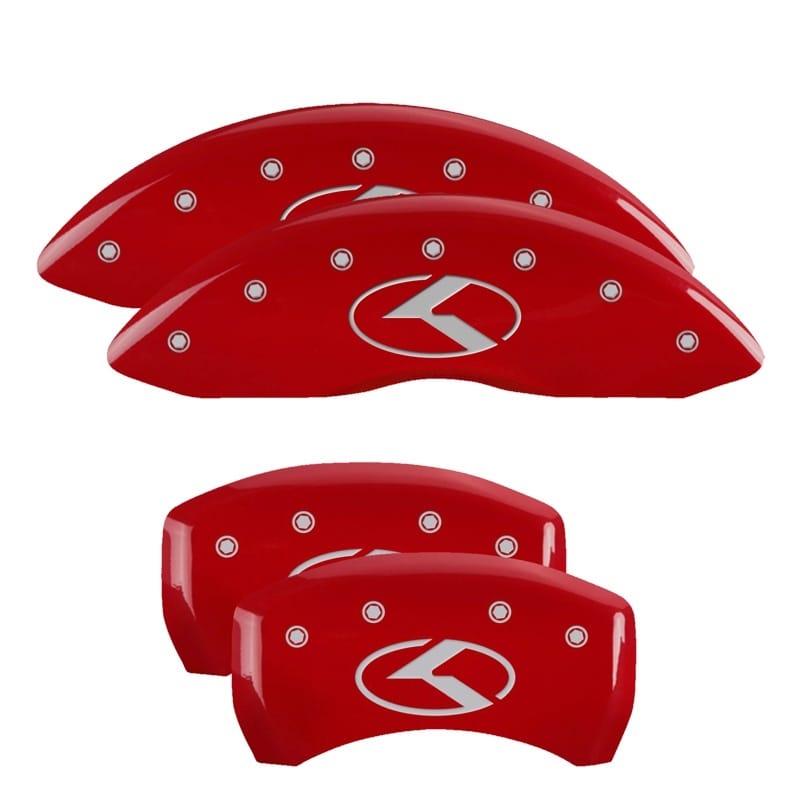 MGP — Set of 4 caliper covers, Engraved Front and Rear: Circle K/Kia, Red powder coat 