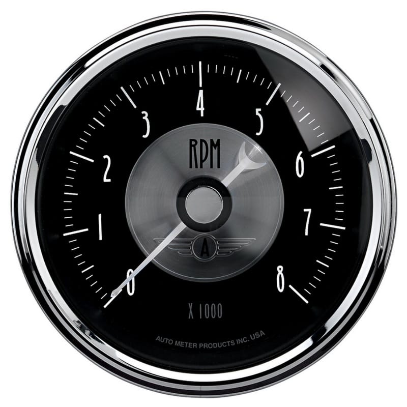 AutoMeter — GAUGE, TACHOMETER, 3 3/8", 8K RPM, IN-DASH, PRESTIGE BLK. DIAMOND