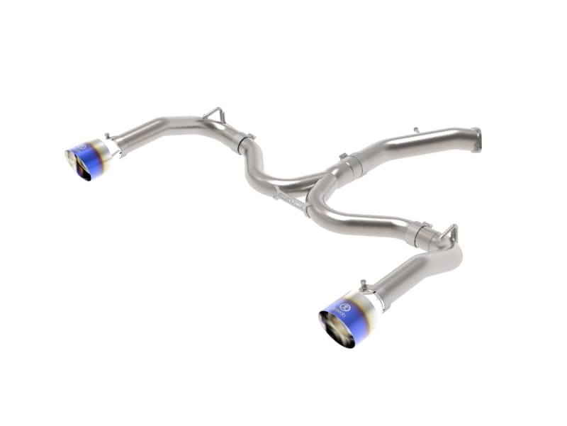 aFe — Takeda 3 IN to 2-1/2 IN 304 Stainless Steel Cat-Back Exhaust w/ Blue Flame Tip