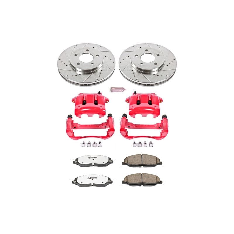 PowerStop — Z26 Street Performance Ceramic Brake Pad, Drilled Slotted Rotor, and Caliper Kit