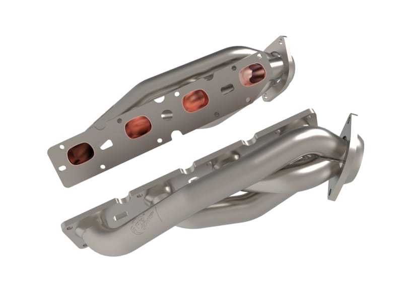 aFe — Twisted Steel 304 Stainless Steel Short Tube Header w/ Titanium Coat Finish