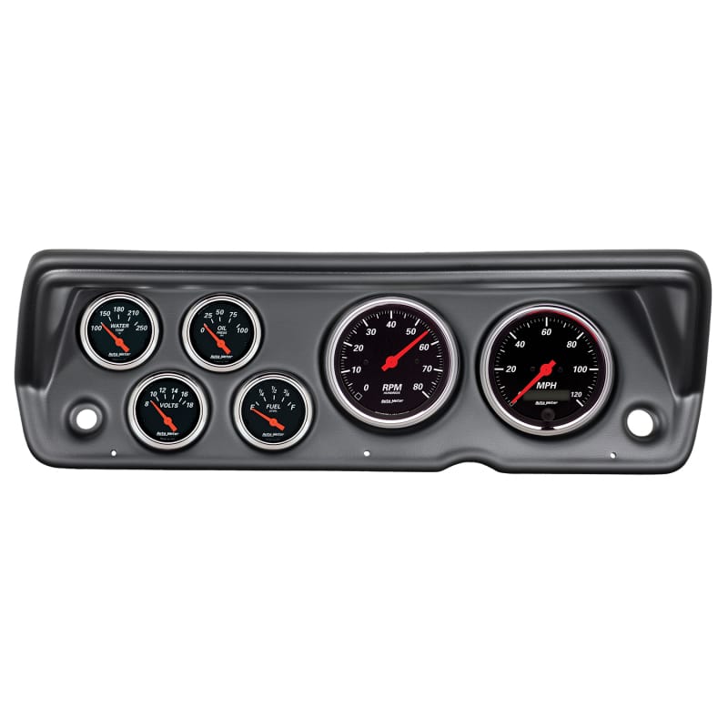 AutoMeter — GAUGE KIT, 6 PC, ABODY/DUSTER/DEMON/DART 70-76, TACH/MPH/FUEL/OILP/WTMP/VOLT, DB