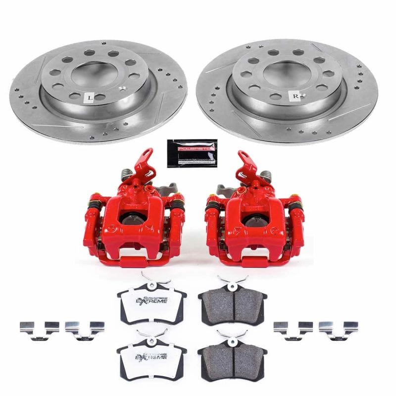 PowerStop — Z26 Street Performance Ceramic Brake Pad, Drilled Slotted Rotor, and Caliper Kit