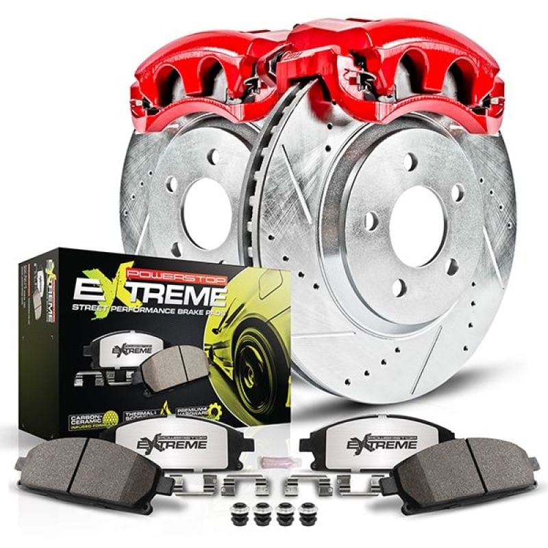 PowerStop — Z26 Street Performance Ceramic Brake Pad, Drilled Slotted Rotor, and Caliper Kit