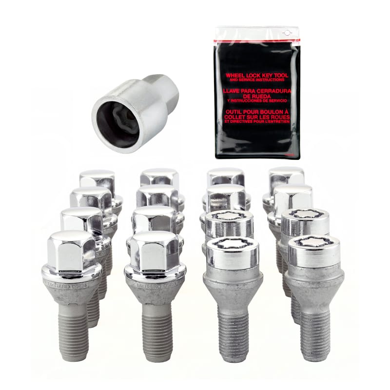 McGard — McGard 4 Lug Hex Install Kit w/Locks (Cone Seat Bolt) M12X1.25 / 17mm Hex / 22.0mm Shank L. - Chrome