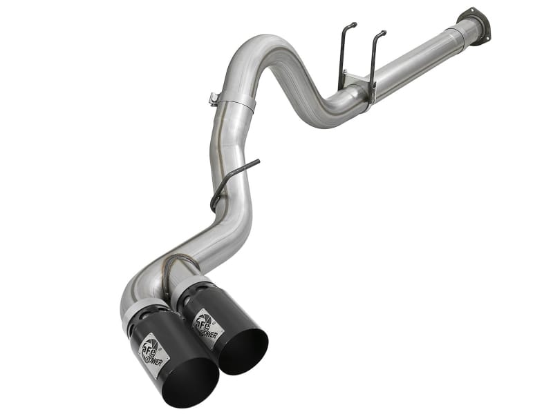 aFe — Rebel XD Series 4 IN 409 Stainless Steel DPF-Back Exhaust w/Dual Black Tips