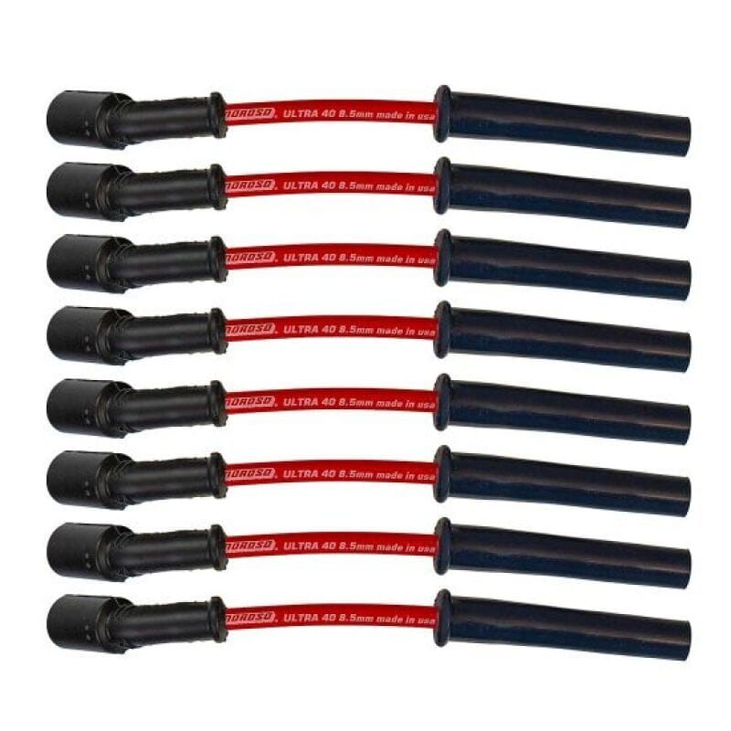 Moroso — Moroso GM LS 5.7L/6.0L/6.2L/7.0L Ultra 40 8.5mm Multi-Angle Boot Ignition Spark Plug Wire Set - Red