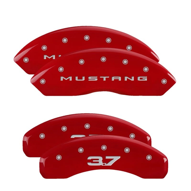 MGP — Set of 4 caliper covers, Engraved Front: 2015/Mustang - Engraved Rear: 2015/3.7,