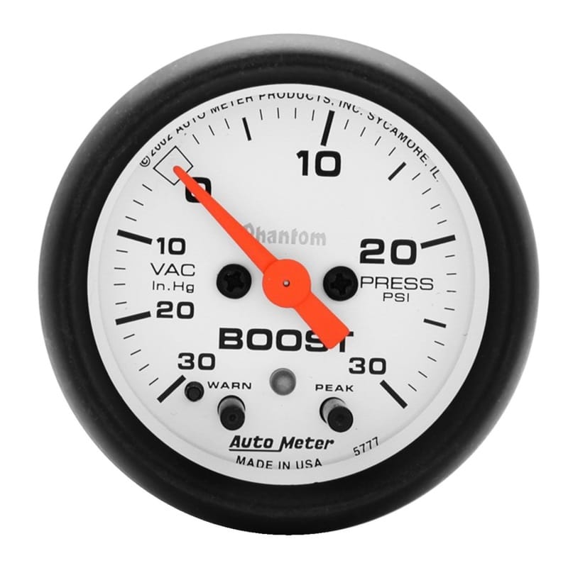 AutoMeter — GAUGE, VAC/BOOST, 2 1/16" , 30INHG-30PSI, STEPPER MOTOR W/PEAK & WARN, PHANTOM