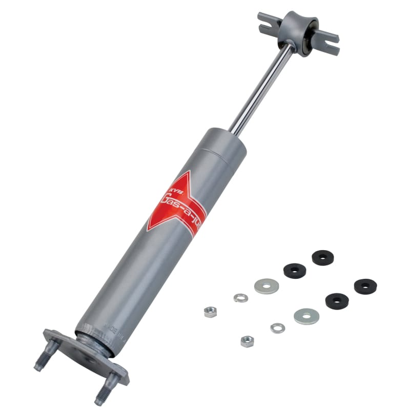 KYB — The KYB Gas-a-just monotube shock absorber has additional performance advantages over the traditional twin-tube design: It can instantly, automatically adjust to your performance needs and never experiences fade due to aeration. The KYB Gas-a-just has two separate working chambers: An air-free hydraulic piston and valve area for responsiveness and control, and a second high-pressure nitrogen gas area with a floating piston that provides a comfortable ride during normal driving and adds instant p
High Pressure Monotube Gas Shock