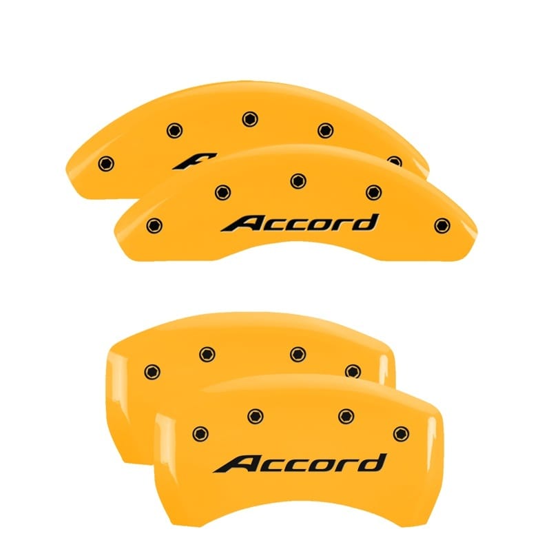 MGP — Set of 4 caliper covers, Engraved Front: Accord - Engraved Rear: Accord, Yellow 