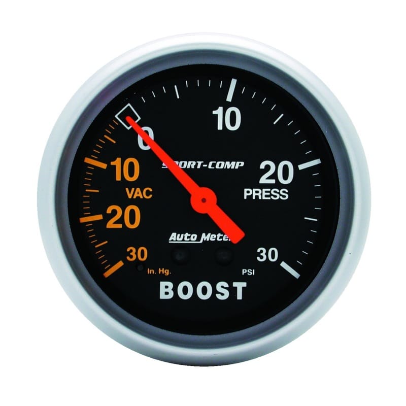 AutoMeter — GAUGE, VAC/BOOST, 2 5/8", 30INHG-30PSI, MECHANICAL, SPORT-COMP