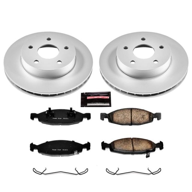PowerStop — Genuine Geomet Coated Rotor and Low-Dust Ceramic Brake Pad Kit