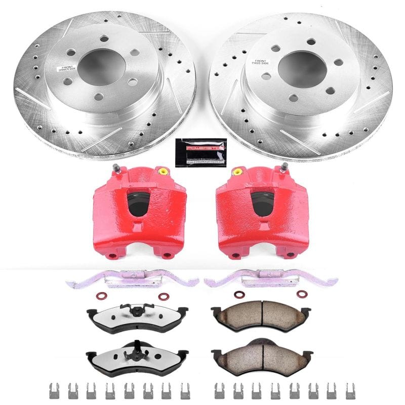 PowerStop — Z36 Truck and SUV Ceramic Brake Pad, Drilled & Slotted Rotor, and Caliper Kit