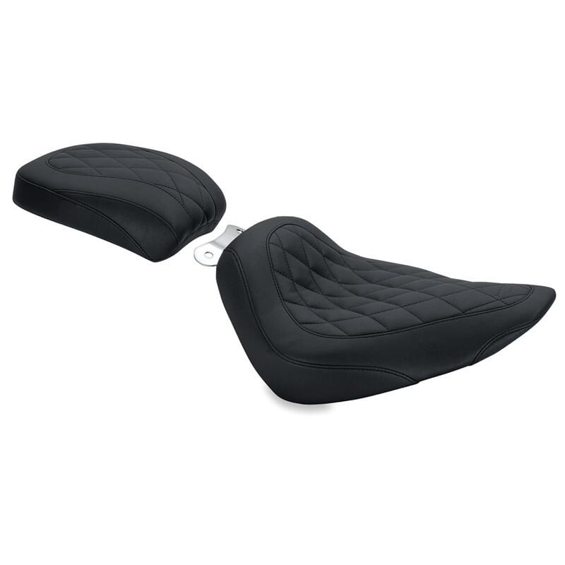 Mustang Motorcycle — Mustang 00-15 Harley Softail Standard Rear Tire Wide Tripper Solo Seat Diamond Stitch- Black