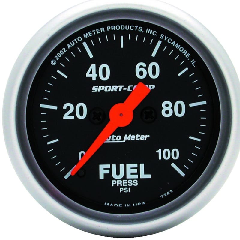 AutoMeter — GAUGE, FUEL PRESSURE, 2 1/16" , 100PSI, DIGITAL STEPPER MOTOR, SPORT-COMP