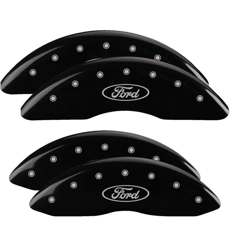 MGP — Set of 4 caliper covers, Engraved Front and Rear: Oval logo/Ford, Black powder c