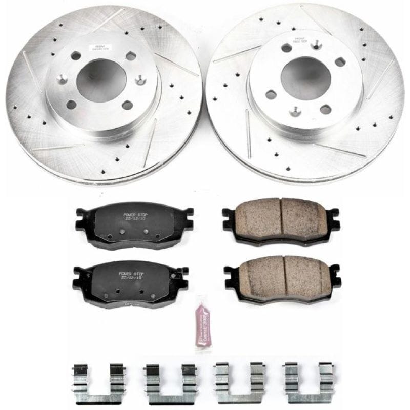 PowerStop — Z23 Daily Driver Carbon-Fiber Ceramic Brake Pad and Drilled & Slotted Rotor Kit