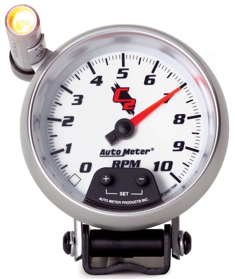 AutoMeter — GAUGE, TACHOMETER, 3 3/4", 10K RPM, PEDESTAL W/ EXT. QUICK-LITE, C2