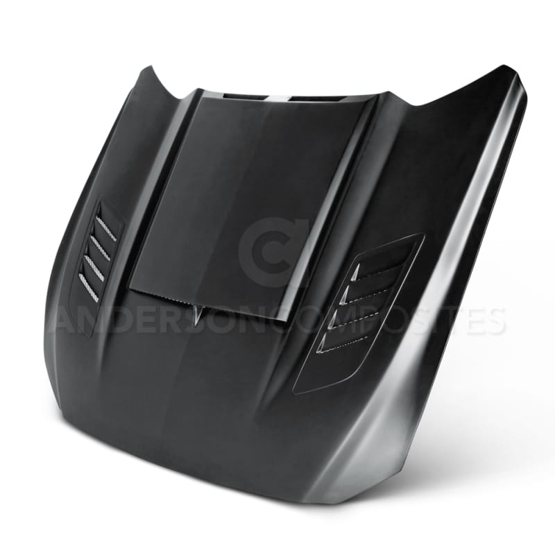 Anderson Composites — Anderson Composites 15-16 Ford Mustang (Excl. GT350/GT350R) Ram Air Fiberglass Hood