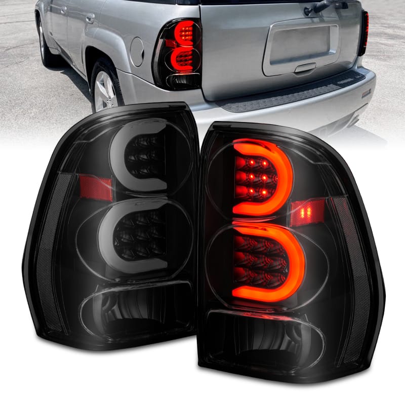 ANZO — ANZO 2002-2009 Chevrolet Trailblazer LED Tail Lights w/ Light Bar Black Housing Smoke Lens