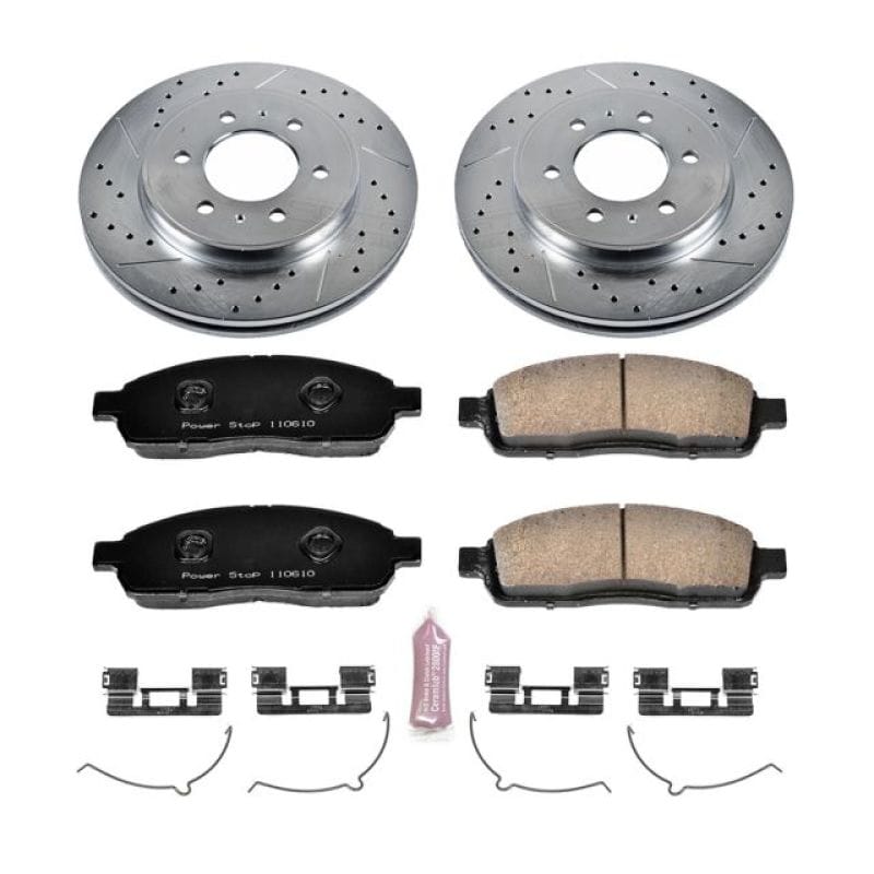 PowerStop — Z23 Daily Driver Carbon-Fiber Ceramic Brake Pad and Drilled & Slotted Rotor Kit