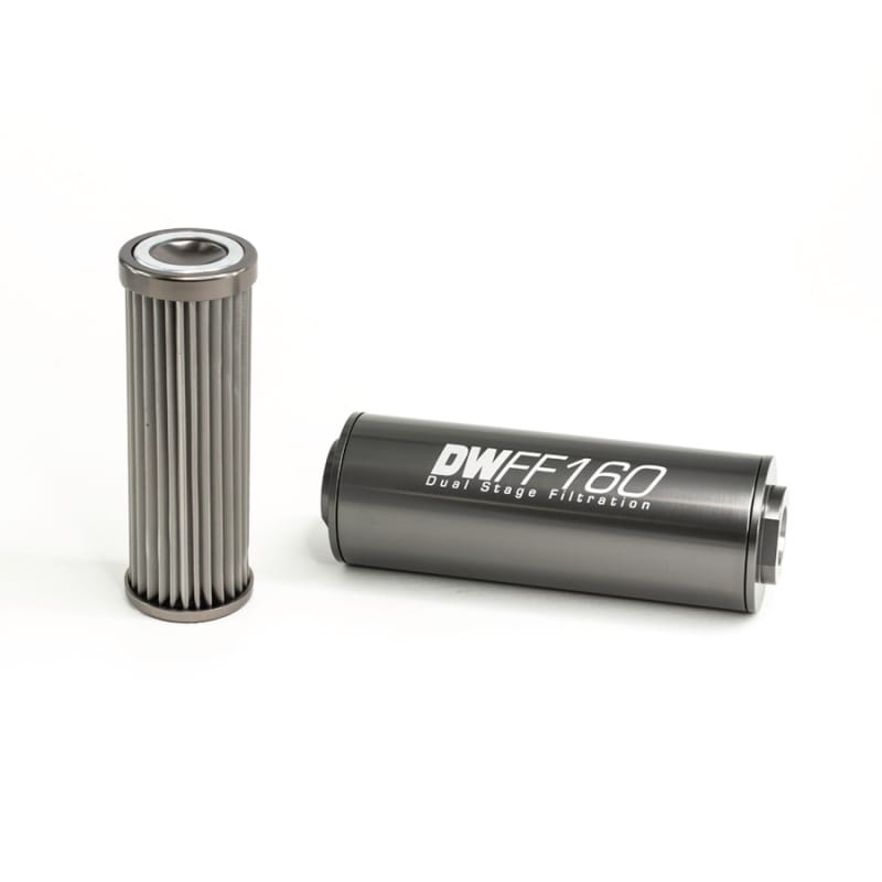 DeatschWerks — 10AN Female, 10 micron, 160mm In-line fuel filter kit
in-line fuel filter and housing kit