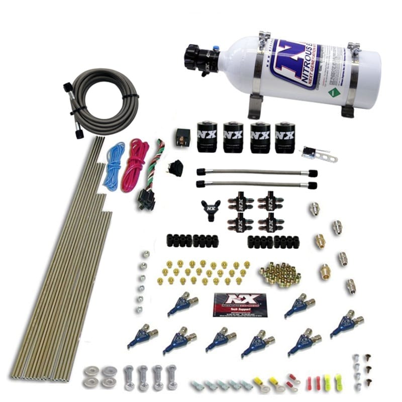 Nitrous Express — 8 CYL PIRANHA DIRECT PORT, 4 SOLENOIDS, WITH 5LB BOTTLE (200-500HP EFI JETs)
Nitrous Oxide Injection System Kit