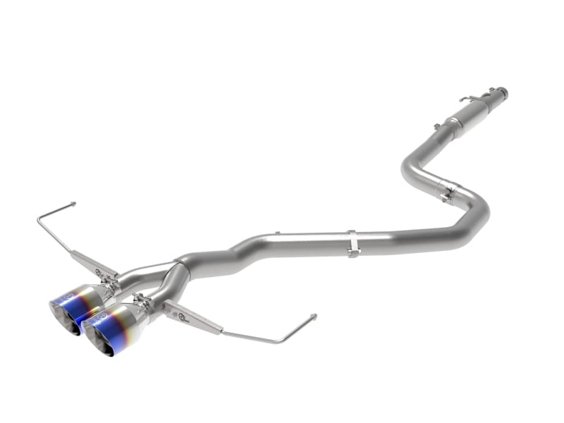 aFe — Takeda 3 IN to 2-1/2 IN 304 Stainless Steel Cat-Back Exhaust w/ Blue Flame Tip