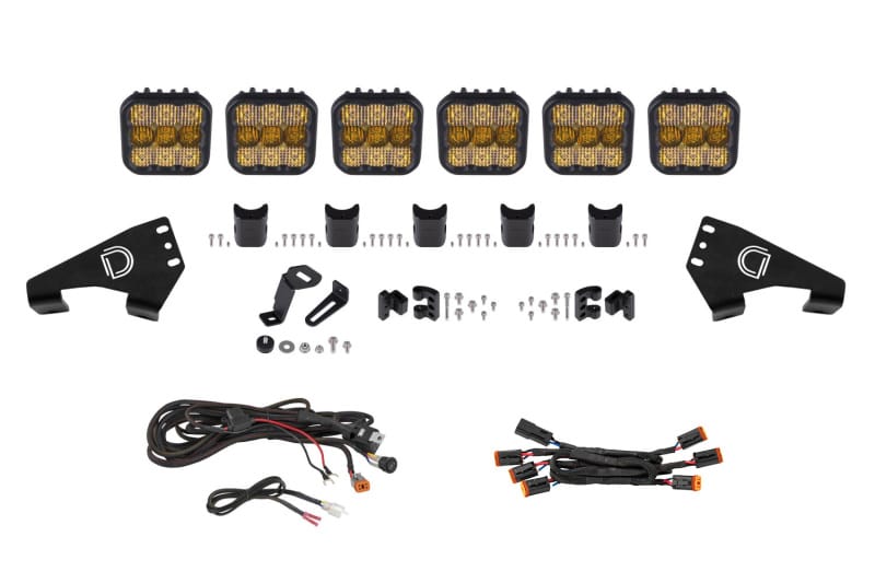 Diode Dynamics — Diode Dynamics 20-Present Polaris RZR SS5 Sport CrossLink Roof - Yellow Combo Lightbar Kit