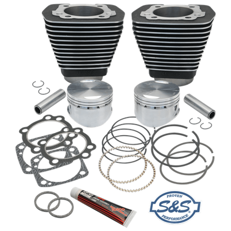 S&S Cycle — S&S Cycle 84-99 BT 96in 3 5/8in Sidewinder Big Bore Cylinder & Piston Kit - Wrinkle Black