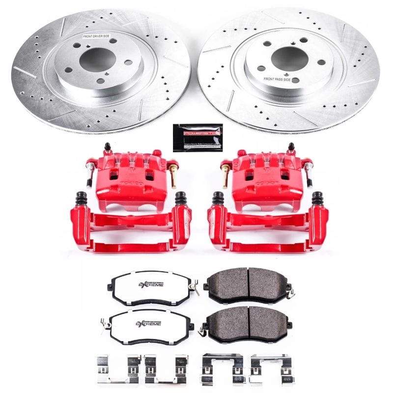 PowerStop — Z26 Street Performance Ceramic Brake Pad, Drilled Slotted Rotor, and Caliper Kit