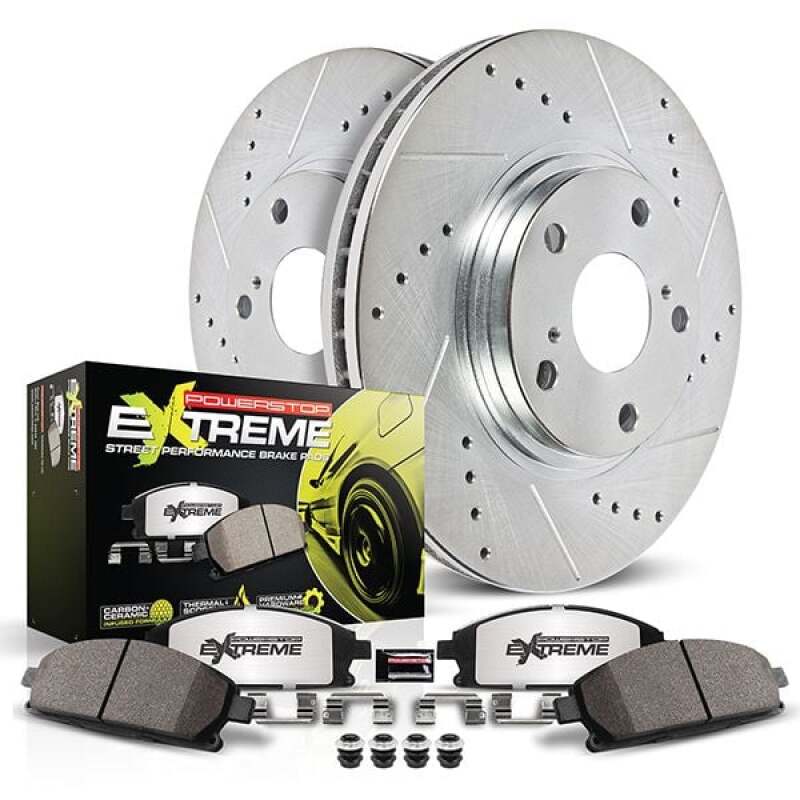 PowerStop — Z26 Street Performance Ceramic Brake Pad and Drilled & Slotted Rotor Kit