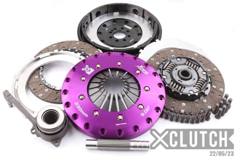 XCLUTCH — Clutch Kit Inc Chromoly Flywheel + HRB; 9" Twin Sprung Organic Clutch Discs
