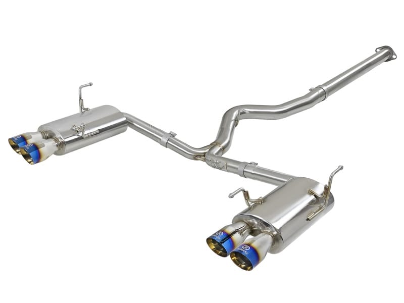 aFe — Takeda 3 IN to 2-1/4 IN 304 Stainless Steel Cat-Back Exhaust w/ Blue Flame Tip