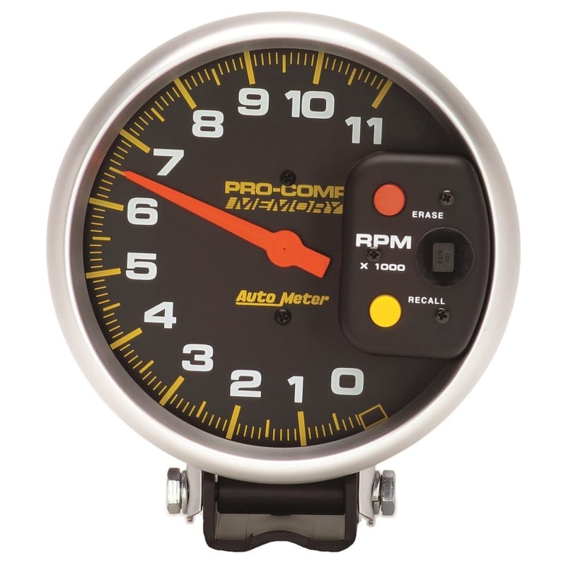 AutoMeter — GAUGE, TACHOMETER, 5", 11K RPM, PEDESTAL W/PEAK MEMORY, PRO-COMP