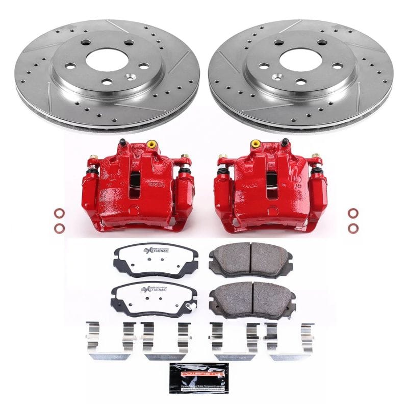 PowerStop — Z26 Street Performance Ceramic Brake Pad, Drilled Slotted Rotor, and Caliper Kit