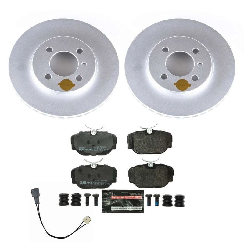 PowerStop — Genuine Geomet Coated Rotors, ECE-R90 Brake Pads + Hardware Kit
