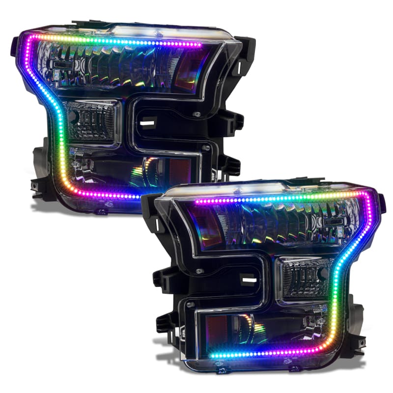 ORACLE Lighting — Dynamic ColorSHIFT(tm) RGB+A Pre-Assembled Headlights, Halogen, Black Bezel