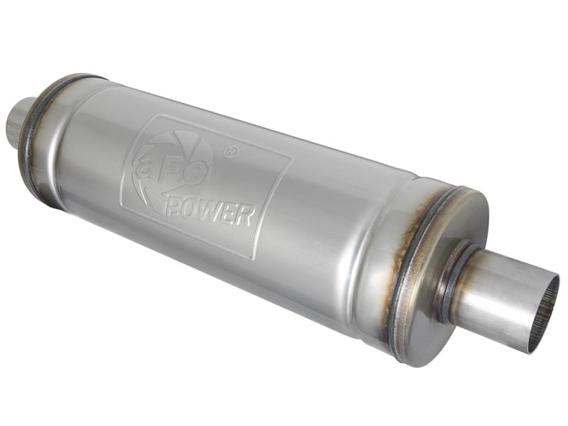aFe — aFe MACH Force-Xp 409 SS Muffler 2.5in Center/Center 18in L x 6in Dia - Round Body
Stainless Muffler