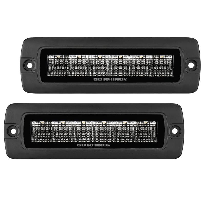 Go Rhino — Blackout Series - SIXLINE 6-LED Flood Lights with Flush Mount, Pair
