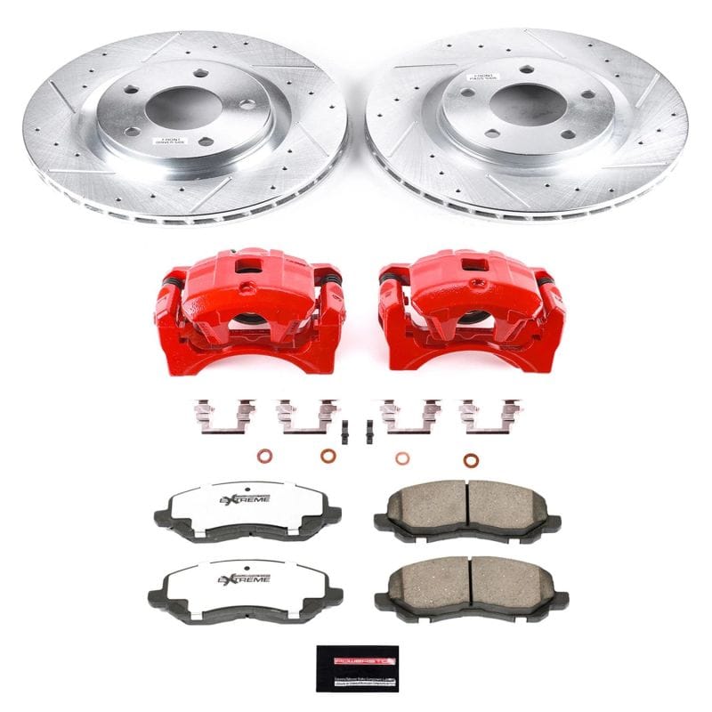 PowerStop — Z26 Street Performance Ceramic Brake Pad, Drilled Slotted Rotor, and Caliper Kit